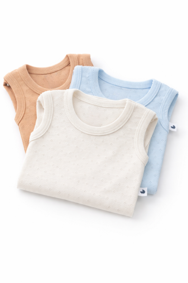 3’lü Organik Pamuk Bebek Zıbın Seti Kolsuz Çıtçıtlı Hediye Kutulu