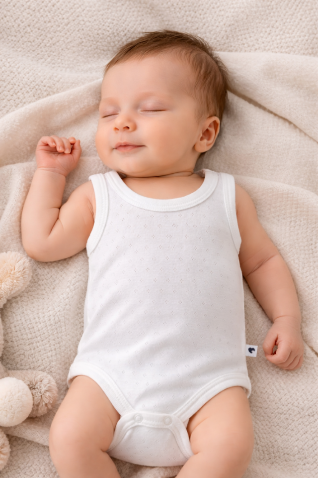 3’lü Organik Pamuk Bebek Zıbın Seti Kolsuz Çıtçıtlı Hediye Kutulu