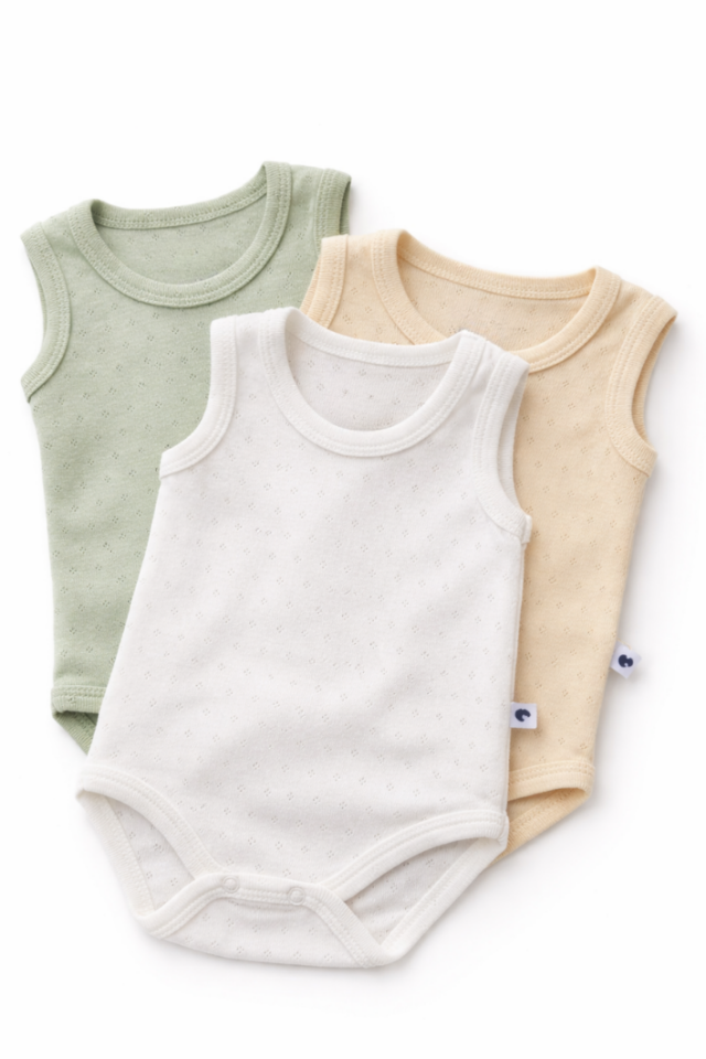 3’lü Organik Pamuk Bebek Zıbın Seti Kolsuz Çıtçıtlı Hediye Kutulu