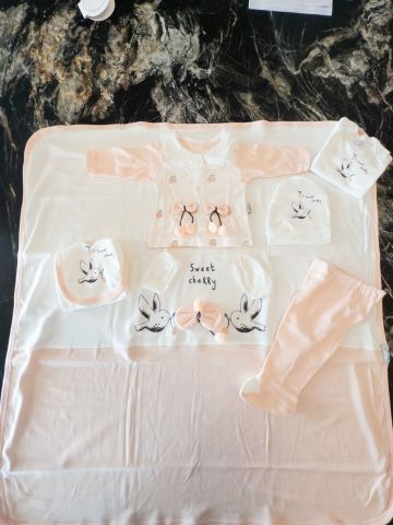 Kiraz Taşıyan Kuş 10 Parça Kız Bebek Hastane Çıkış Seti Somon