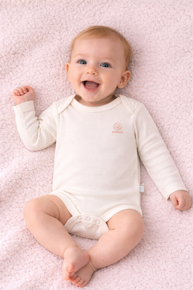 Amerikan Yaka Uzun Kollu Bebek Zıbın-Natural