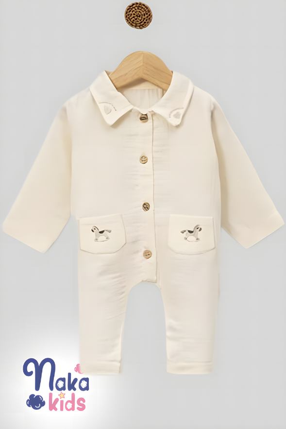 Müslin Oyuncak At Nakışlı  Erkek Bebek Hastane Çıkış Seti- 10 Parça