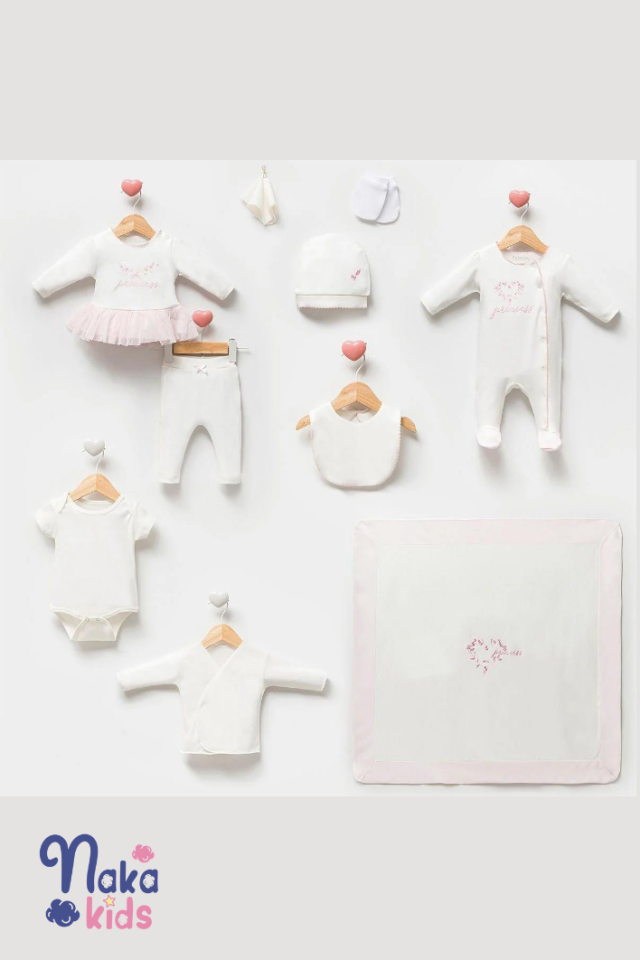 Royal Blossom Ekru Organik Bebek Hastane Çıkış Seti