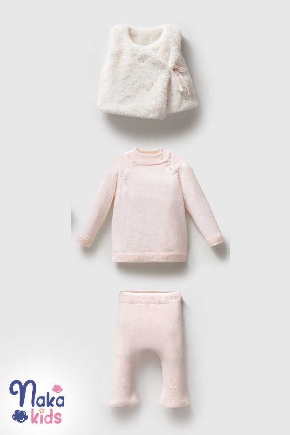 Mini Vogue 3’lü Kız Bebek Seti- Sütlükahve