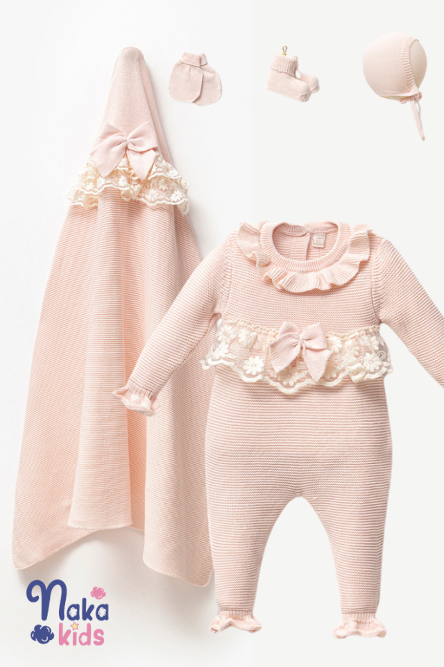 Gusto 5 li Triko %100 Pamuk Kız Bebek Hastane Çıkış- Pembe