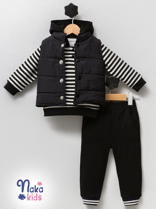 Yelekli 3’lü Erkek Bebek Takımı