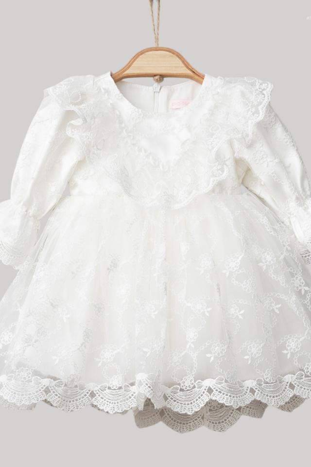 Duru Beyaz 4’lü Kız Bebek Elbise Takımı