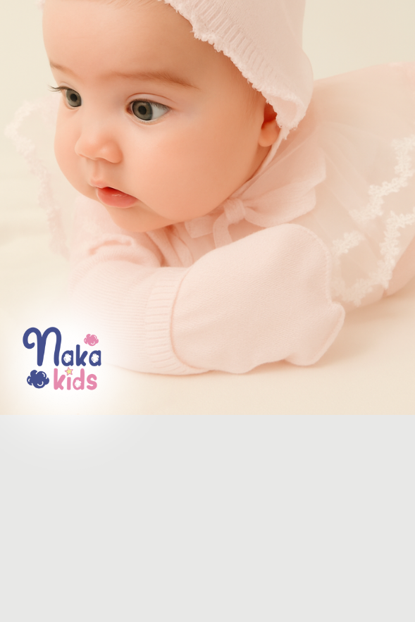 Düz Dantelli Triko 5 Parça  Kız Bebek Hastane Çıkış- Mevlid Seti-Pembe