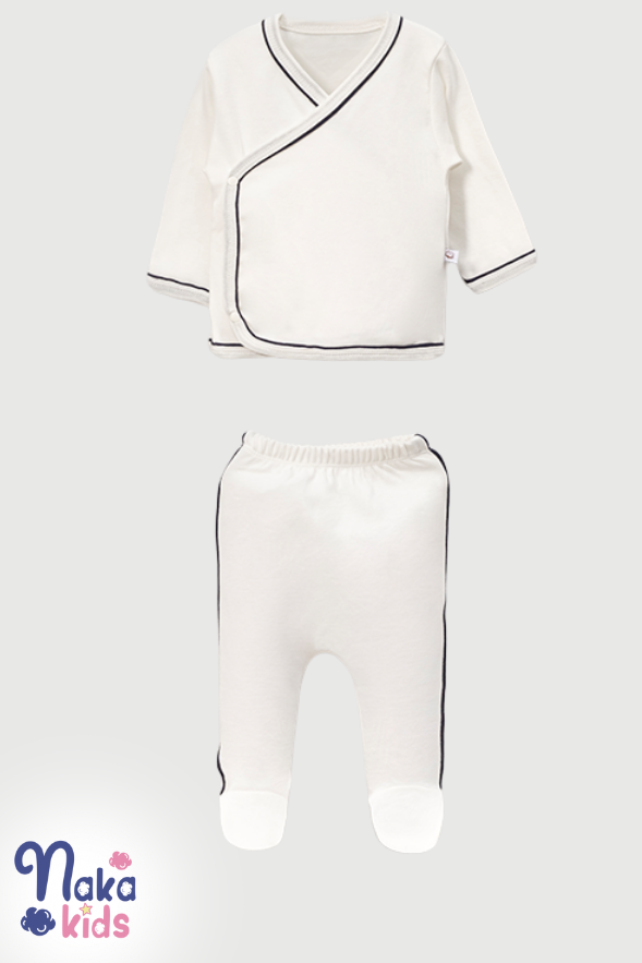 Yenidoğan 10 Parça Hastane Çıkış Seti – Lacivert Fitilli