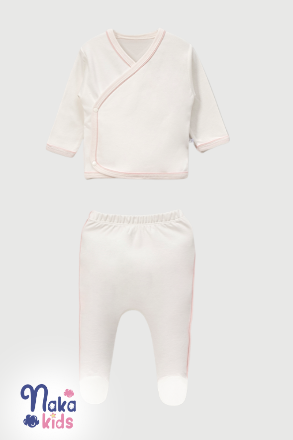 Nakışlı veya Nakışsız Yenidoğan 10 Parça Hastane Çıkış Seti – Pembe Fitilli