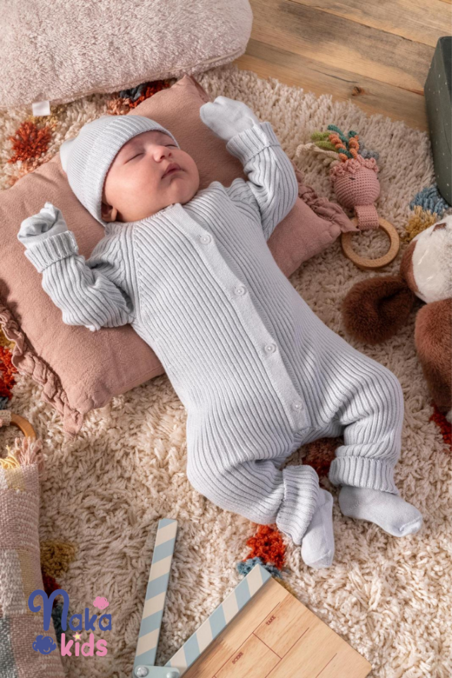 Çizgili Organik Bebek Hastane Çıkışı Seti-Krem