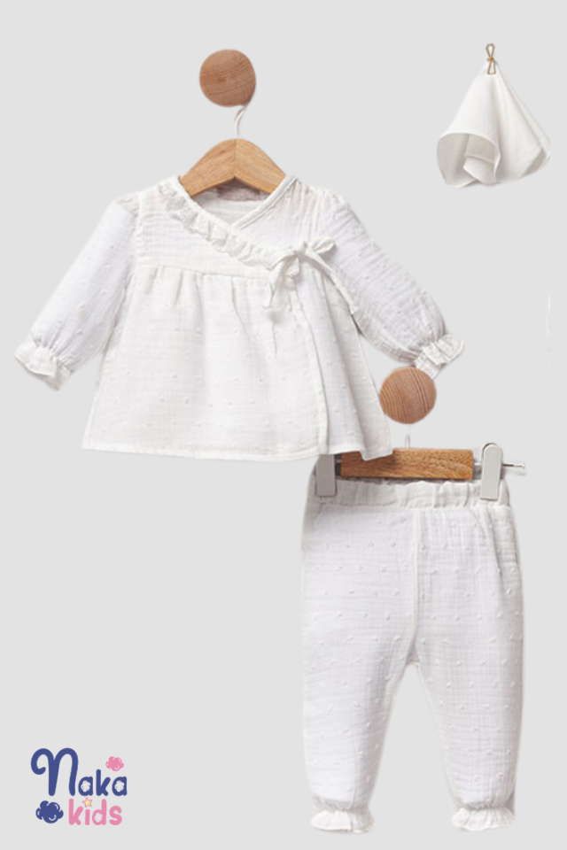 Cotton Dream Müslin Bebek Hastane Çıkış Seti-Beyaz