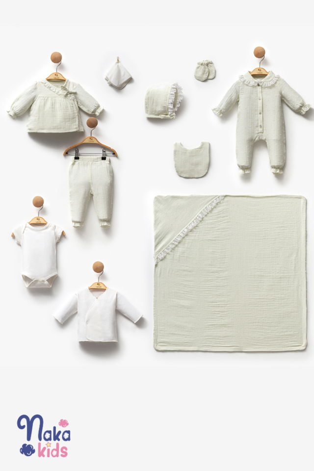 Cotton Dream Müslin Bebek Hastane Çıkış Seti-Yeşil