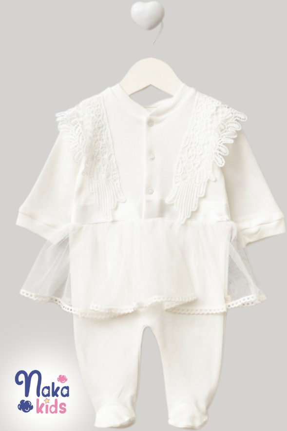 Melek Kız Bebek Hastane Çıkış Seti- 3 Parça Beyaz