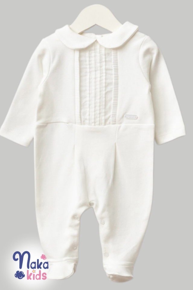 Vual Pliseli 3’lü Erkek Bebek Hastane Çıkış Seti – Beyaz