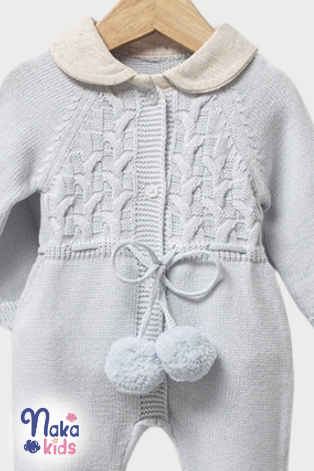 Ponpon Detaylı 5’li Erkek Bebek Hastane Çıkış Seti – Mavi