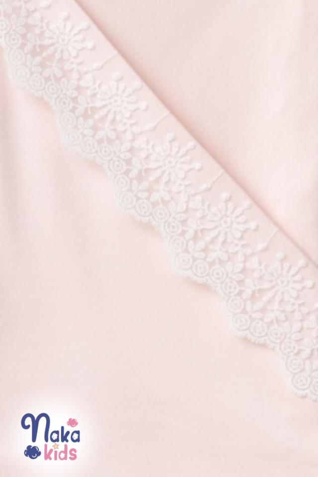 %100 Pamuk Kız Bebek 3’lü Hastane Çıkış Seti Fırfır-Dantelli Pembe