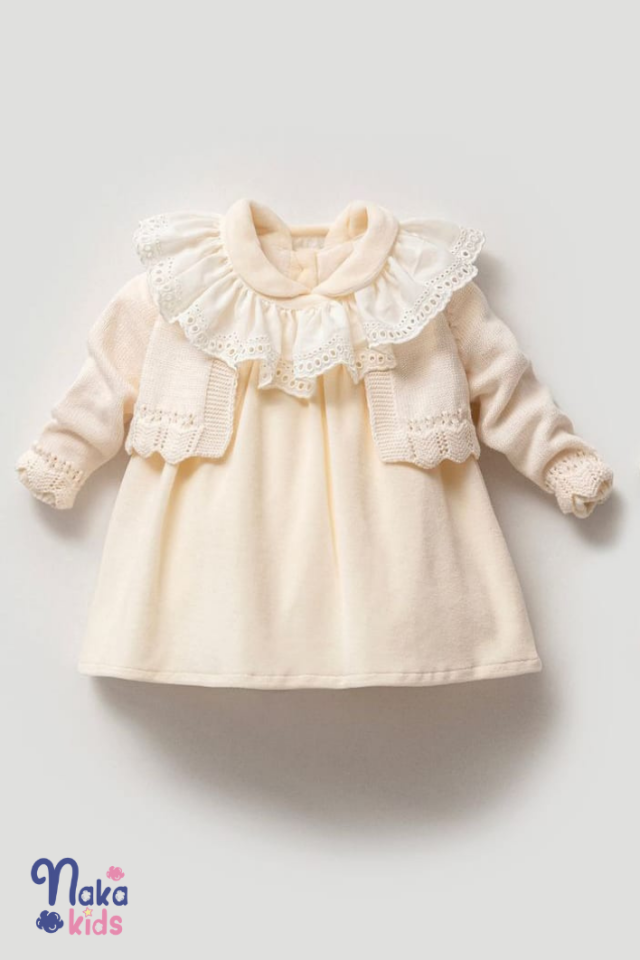 Kadife Bebek Elbisesi - Şıklığın ve Zarafetin Buluştuğu Yumuşaklık-Ekru
