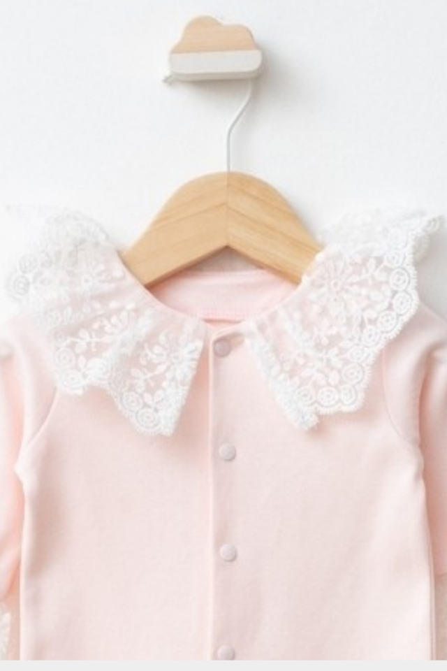 %100 Pamuk Kız Bebek 3’lü Hastane Çıkış Seti Fırfır-Dantelli