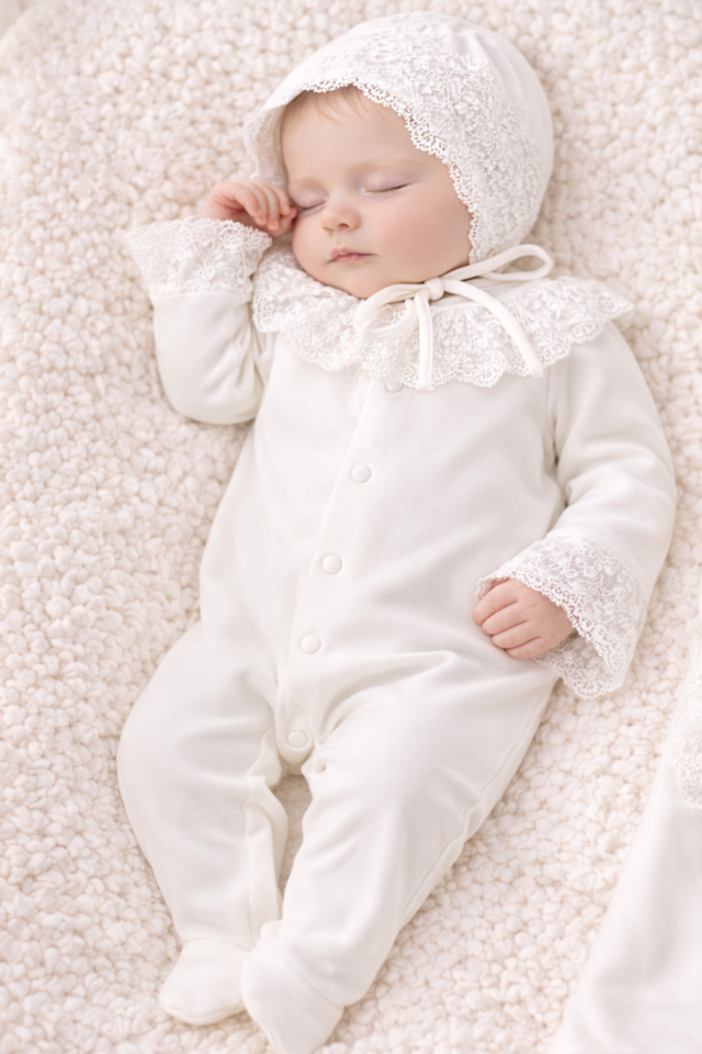 %100 Pamuk Kız Bebek 3’lü Hastane Çıkış Seti Fırfır-Dantelli