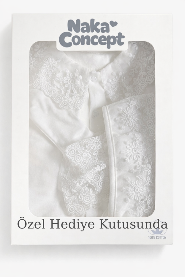 %100 Pamuk Kız Bebek 3’lü Hastane Çıkış Seti Fırfır-Dantelli