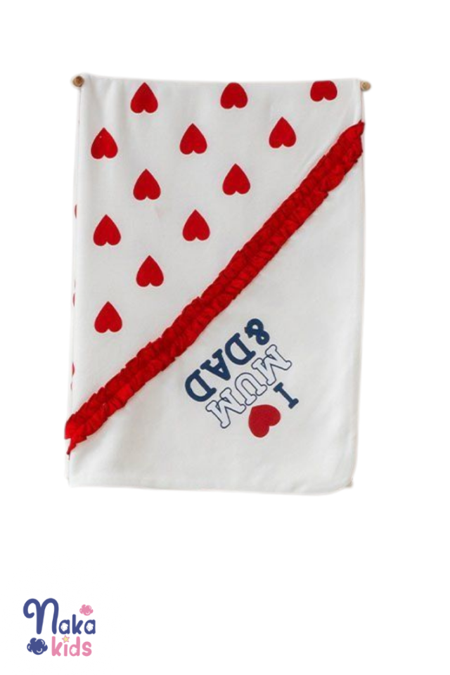 I Love Mum and Dad'' Yazılı Kırmızı Kalpli Kız Bebek Hastane Çıkış Seti - 10 Parça