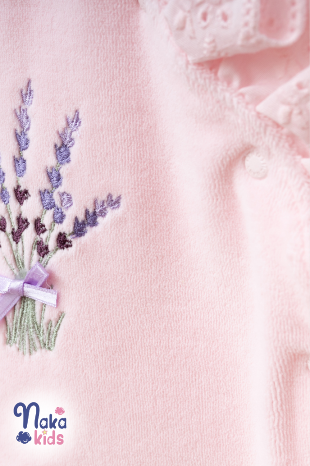 Kadife Lavanta 5 Parça Kız Bebek Hastane Çıkış Seti- Pembe