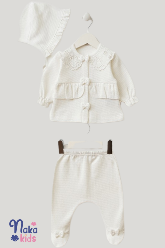 Fiyonklu Yenidoğan Kız Bebek 10 Parça Hastane Çıkış Seti