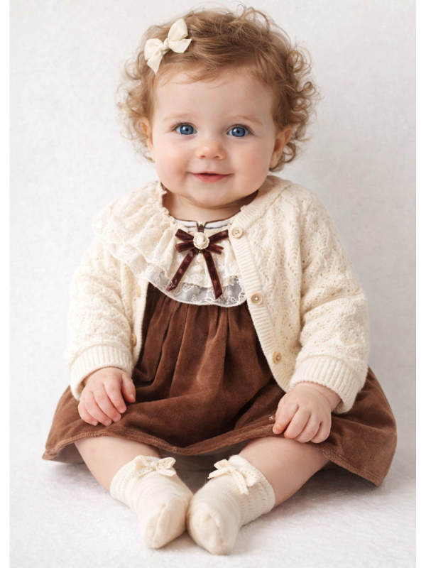 Aurora Velvet Kadife Kız Bebek 3 Parça Elbise Seti