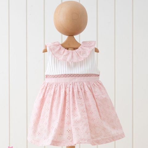 Valonlu Yakalı Kolsuz Pliseli Kız Bebek Elbisesi 24 ay