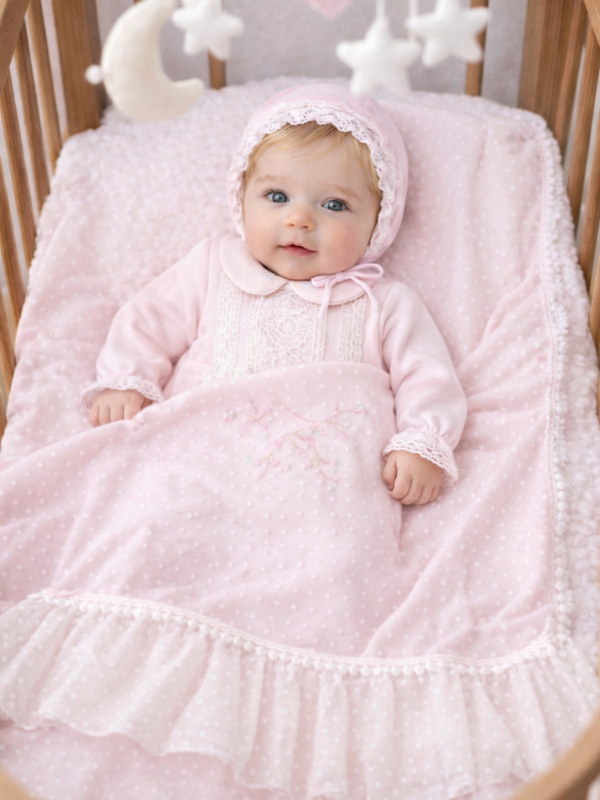 Luna Lace Kız Bebek Lüks Hastane Çıkış Seti- 3 Parça