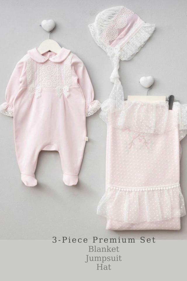 Celeste Pearl Kız Bebek Hastane Çıkış Seti- 3 Parça