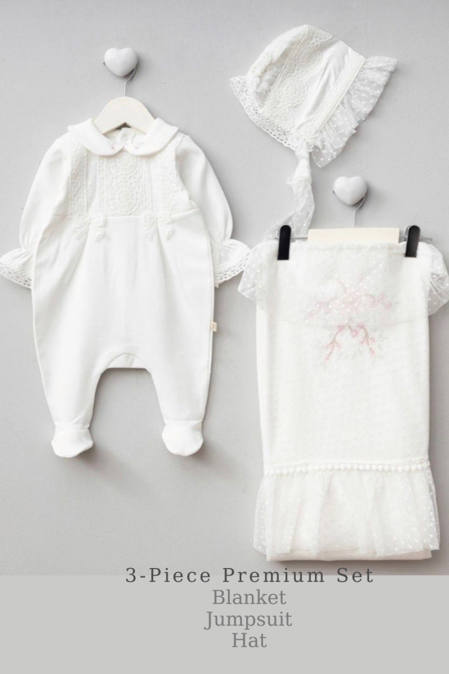 Celeste Pearl Kız Bebek Hastane Çıkış Seti- 3 Parça