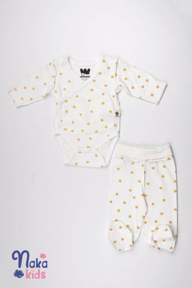 Beyaz-Sarı Puanlı Body 2 li Takım