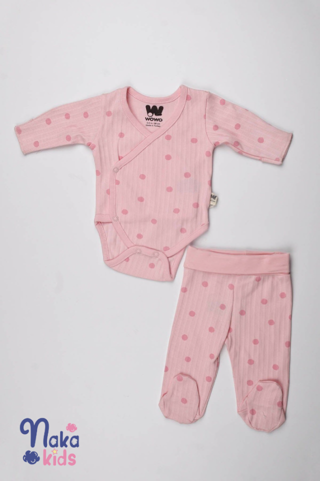 Pembe Puanlı 2 li Body Takım