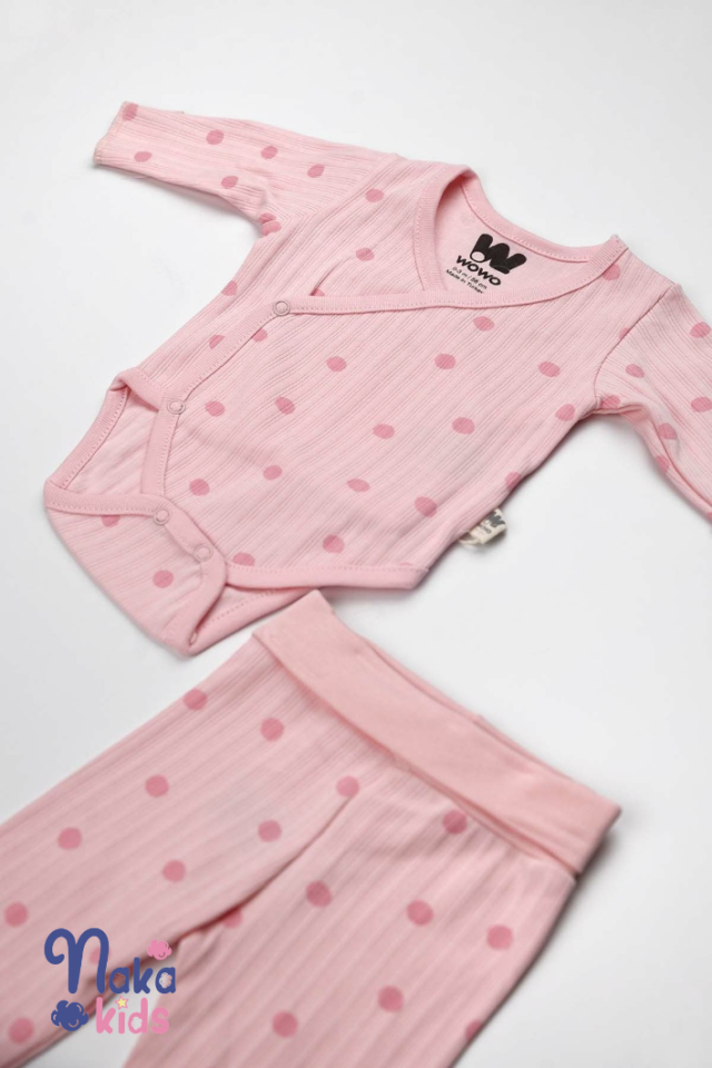 Pembe Puanlı 2 li Body Takım