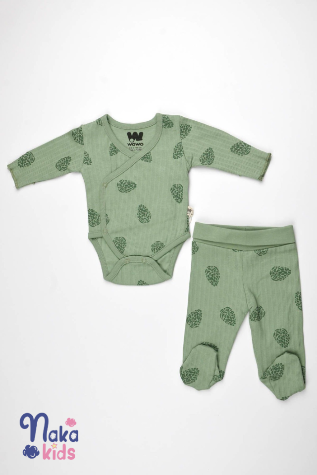 Yeşil Midye 2 li Body Takım-Yeşil