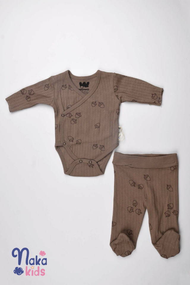 Meşe Palamudu 2 li Body Takım-Kahverengi