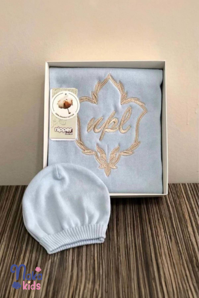 NPL Nakışlı Erkek Bebek Battaniye ve Bere