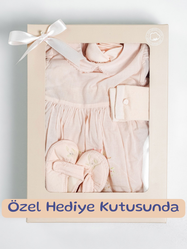 Luna Grace Kız Bebek Elbise Seti Uzun Kollu Bloomerli 5 Parça