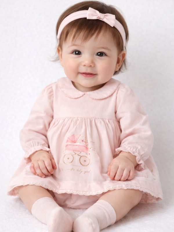 Luna Grace Kız Bebek Elbise Seti Uzun Kollu Bloomerli 5 Parça