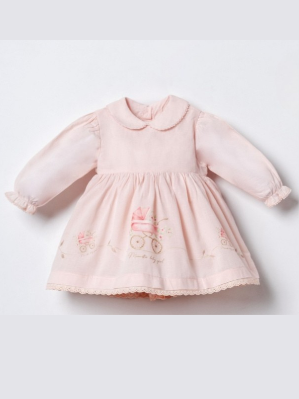 Luna Grace Kız Bebek Elbise Seti Uzun Kollu Bloomerli 5 Parça Pembe