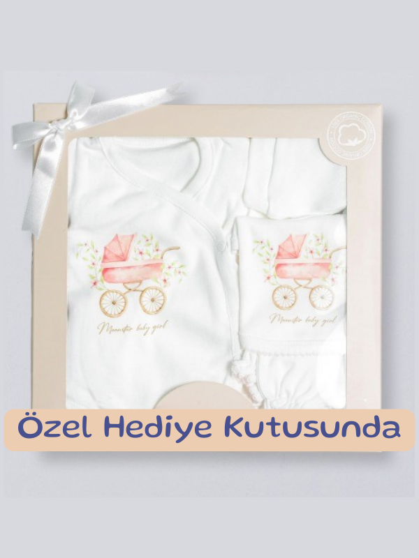 Noor Grace Kız Bebek Yenidoğan Kutulu Set Uzun Kollu 5 Parça