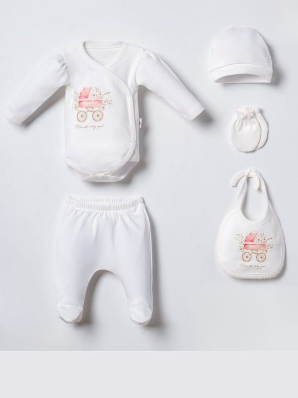Noor Grace Kız Bebek Yenidoğan Kutulu Set Uzun Kollu 5 Parça