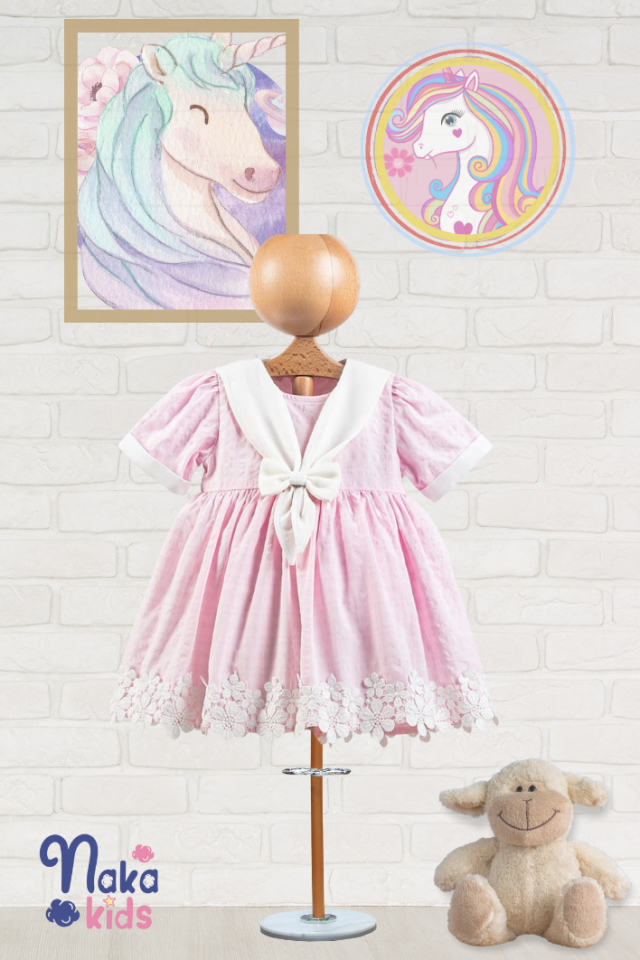 ''Lace Whisper'' Kopanakili ve Fiyonklu Şık Kız Bebek Elbisesi