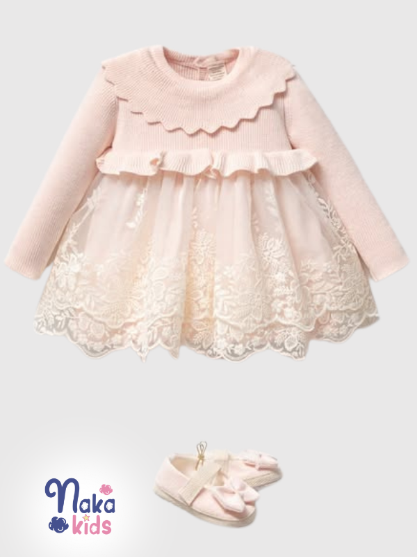 Lüks Dantelli Kız Bebek Hastane Çıkışı Hediye Seti – 5 Parça