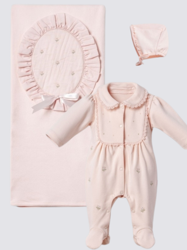 Alara Ivory Bloom Yenidoğan Kız Bebek Hastane Çıkışı Seti-3 Parça