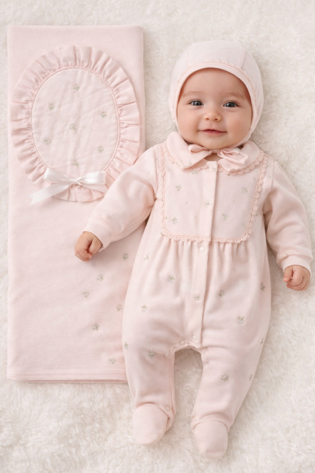 Alara Ivory Bloom Yenidoğan Kız Bebek Hastane Çıkışı Seti-3 Parça