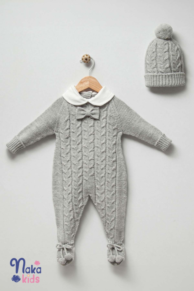 Penye Yaka Örgü Tulum 2'li Set