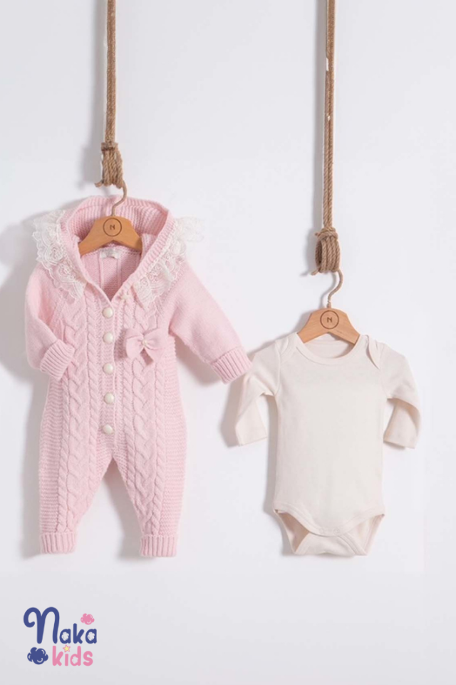 Kapşonlu Dantelli 2 li Tulum Set